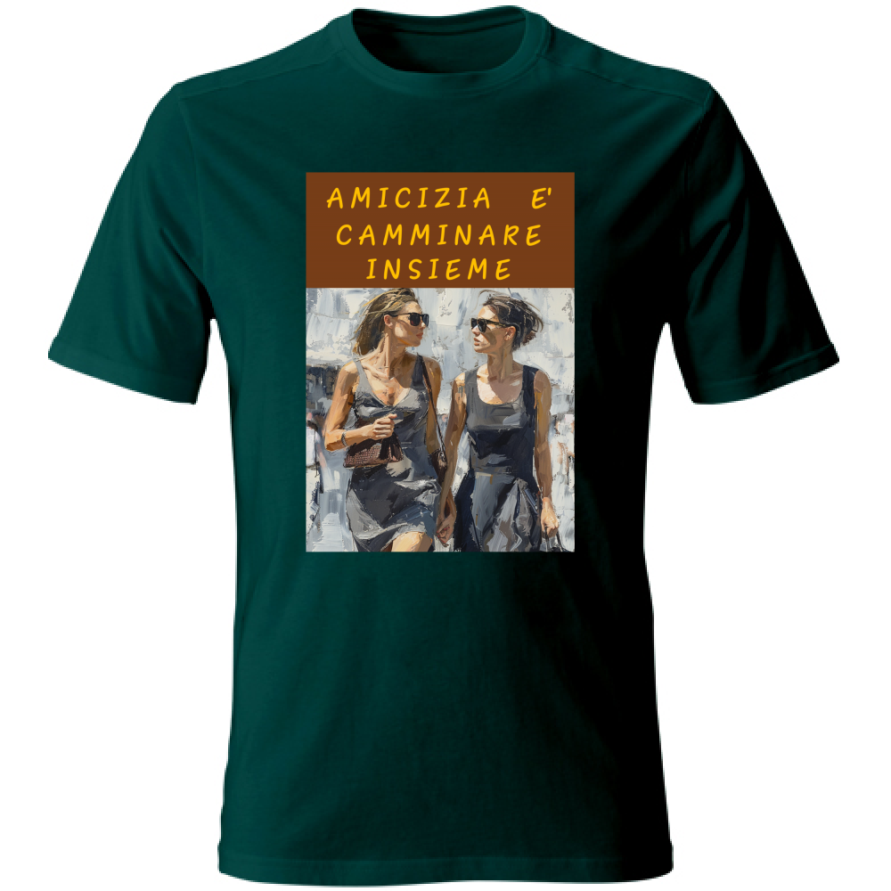 Camiseta Unissex em Algodão - Amizade é Andar Juntos