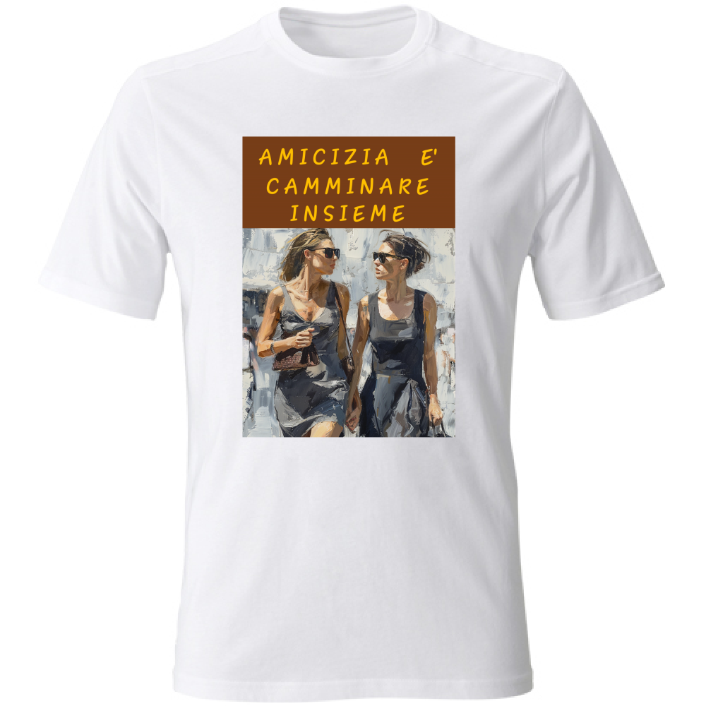 Camiseta Unissex em Algodão - Amizade é Andar Juntos
