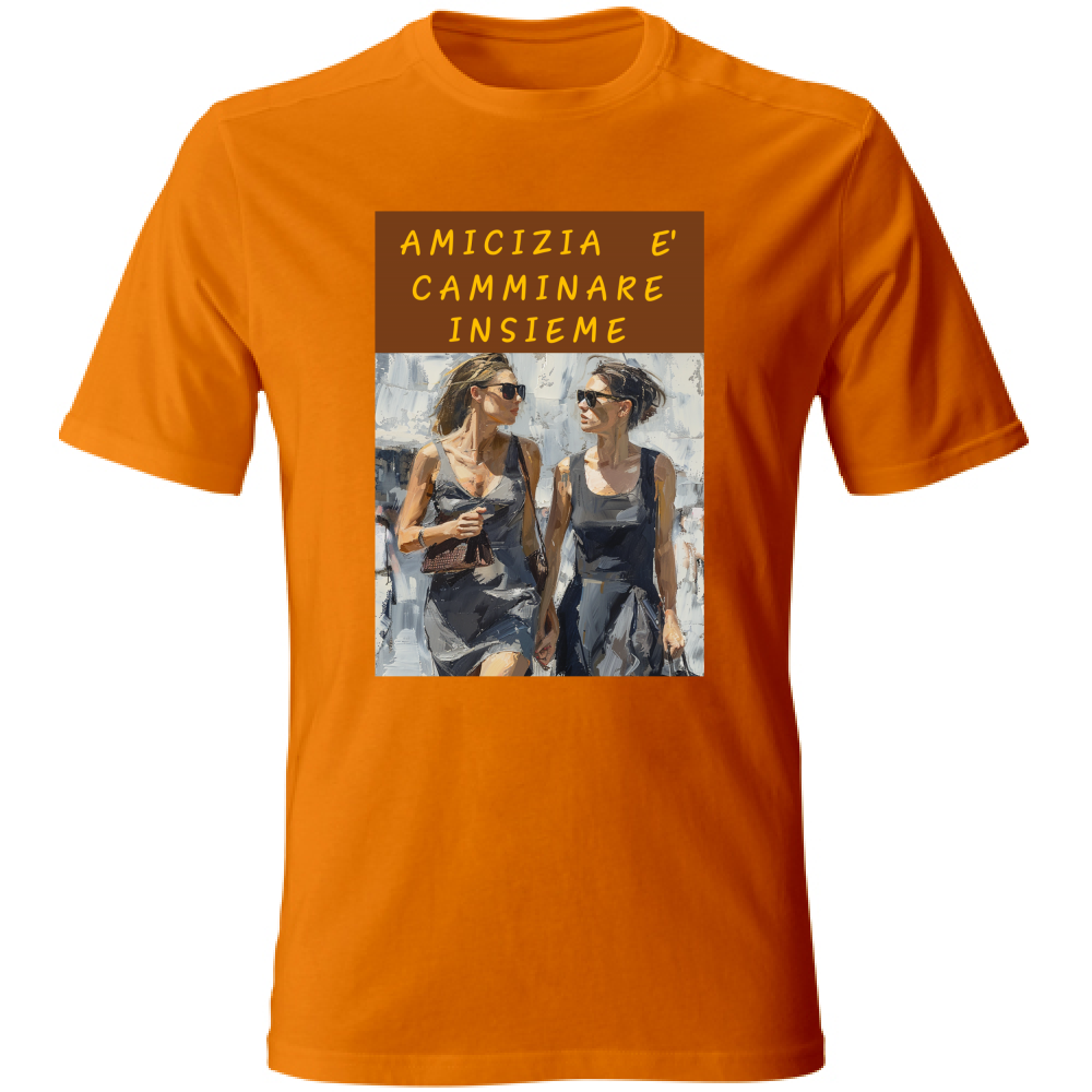 Camiseta Unissex em Algodão - Amizade é Andar Juntos