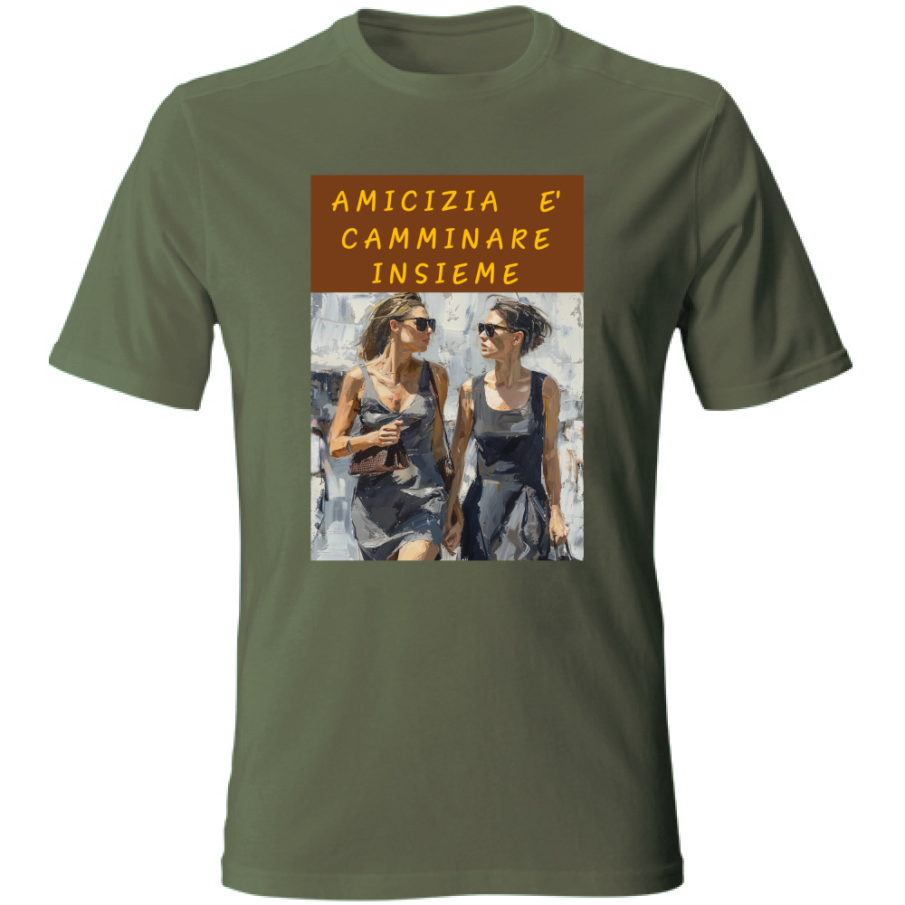 Camiseta Unissex em Algodão - Amizade é Andar Juntos
