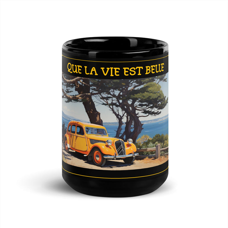Tazza nera artistica – La vita e’ bella