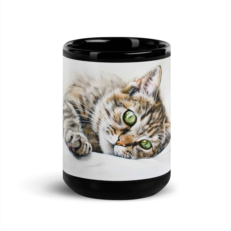 Tazza nera artistica – Dominique – Gatto dormiglione