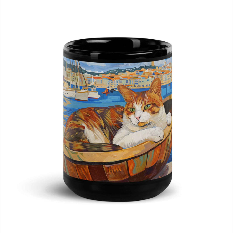 Tazza nera artistica – Henri – Gatto elegante