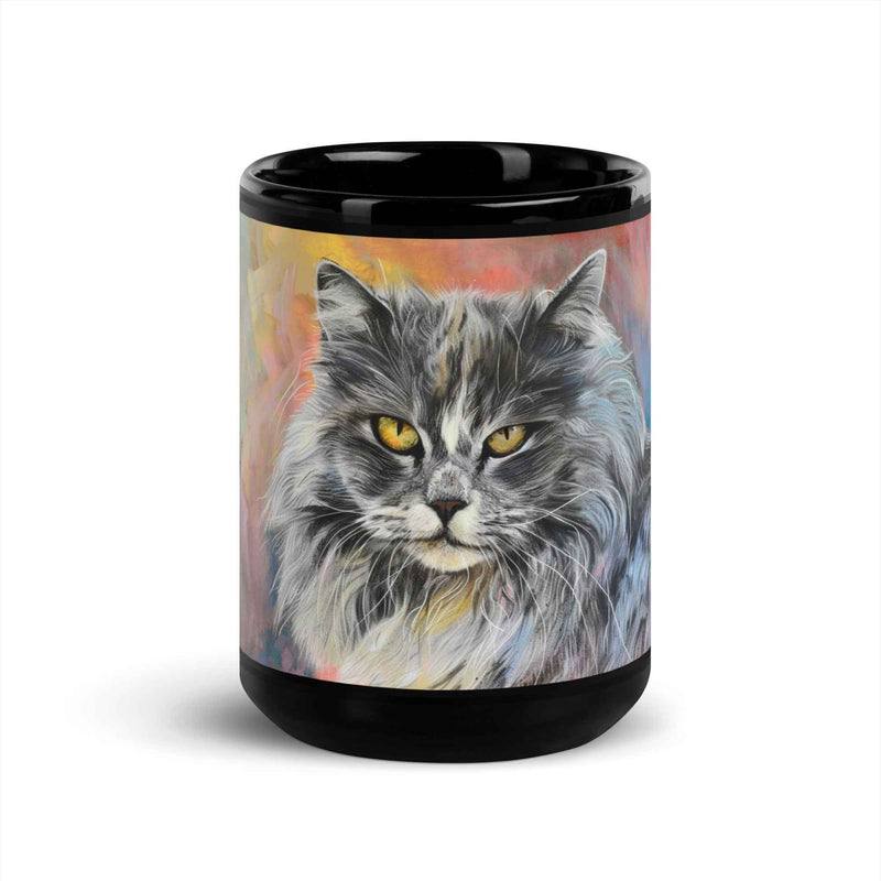 Tazza nera artistica – Didier – Gatto agile