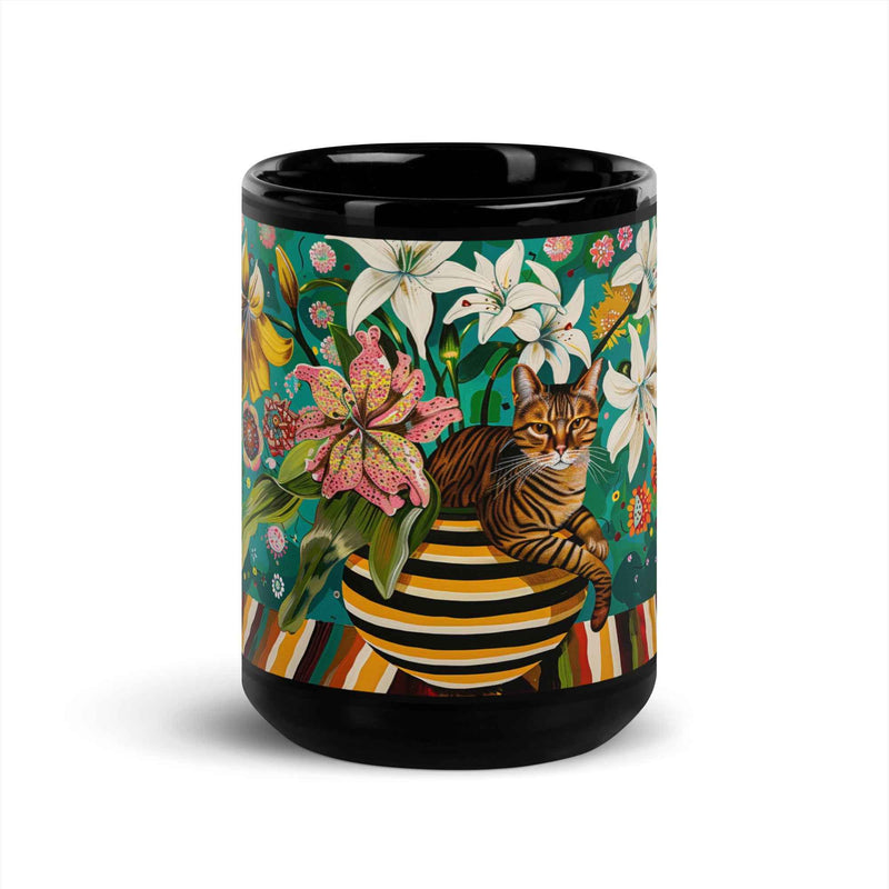 Tazza nera artistica – Marguerite – Gatta misteriosa